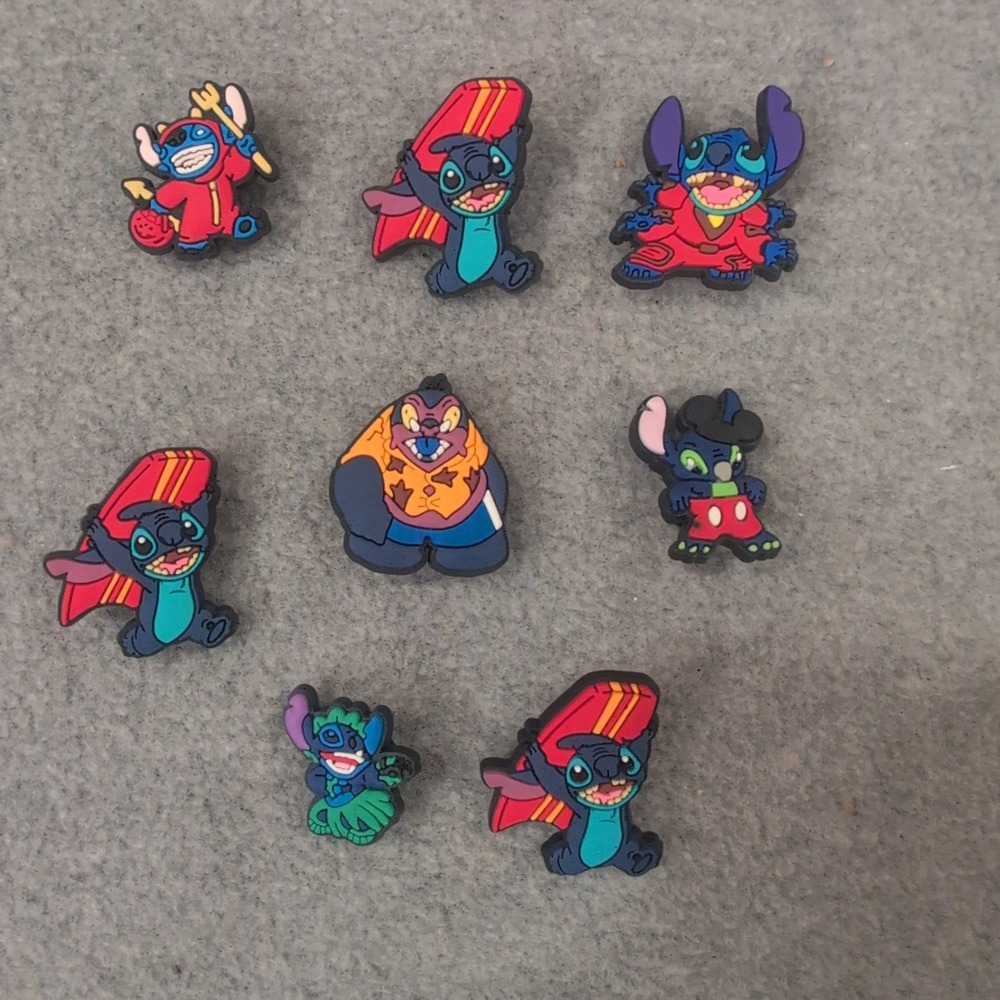 Disney Lilo & Stitch Shoe Charms Set of 8‎ Stitch Gantu Mickey PVC Clog Pins